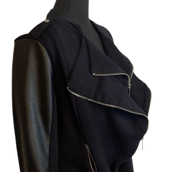 NEW Macy’s INC International Concept Knit
Moto Faux Leather Double Zipper Jacket - Picture 7 of 10